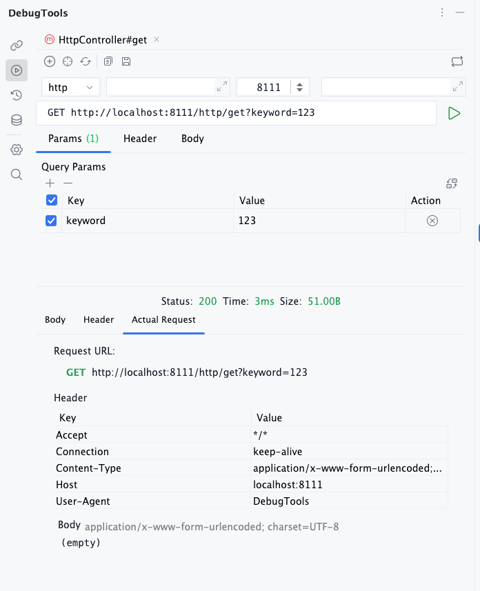HTTP actual request
